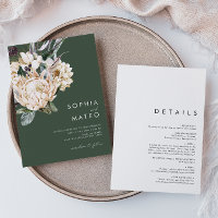White Floral | Dark Green All In One Wedding