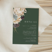 White Floral | Dark Green Details Enclosure Card