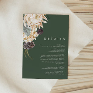 White Floral Dark Green Details Enclosure Card