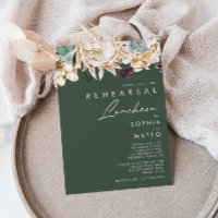 White Floral | Dark Green Rehearsal Luncheon
