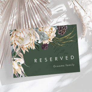 White Floral Dark Green Reserved Sign
