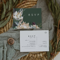 White Floral | Dark Green Song Request RSVP Card