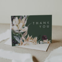 White Floral | Dark Green Thank You Card