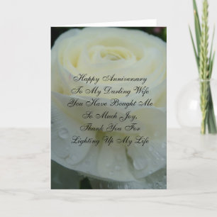 White Floral Darling Wife Anniversary Card