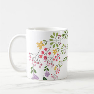White Floral Decorative  Coffee Mug