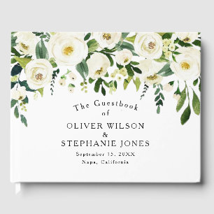 White Floral Elegant Wedding Guest Book