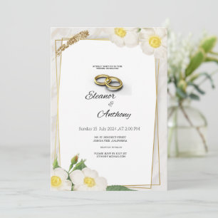 White Floral Elegant Wedding Invitation