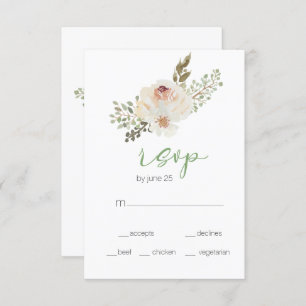 White Floral Elegant Wedding RSVP Card