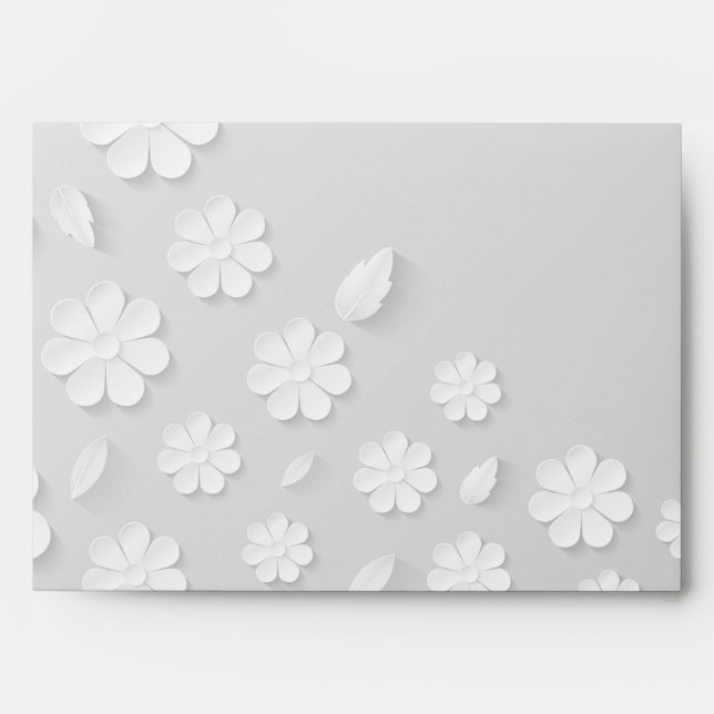 White floral embossed name initials personalised envelope (Front)