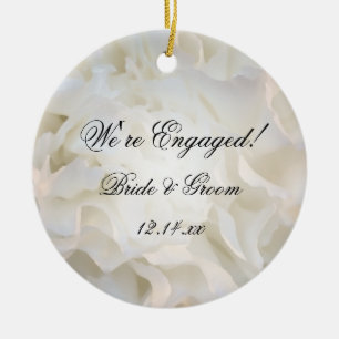 White Floral Engagement Ceramic Tree Decoration