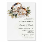White Floral engagement rings Spanish Wedding Invi