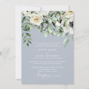 White Floral Eucalyptus Wedding Invitation