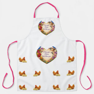 White Floral Faith-Inspired Kitchen Apron for Mum