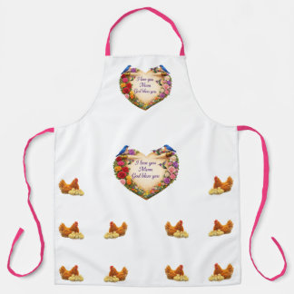 White Floral Faith-Inspired Kitchen Apron for Mum