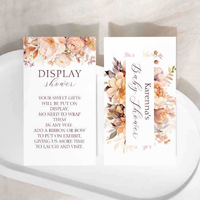 White Floral Fall Baby Shower Display Shower Enclosure Card (Creator Uploaded)