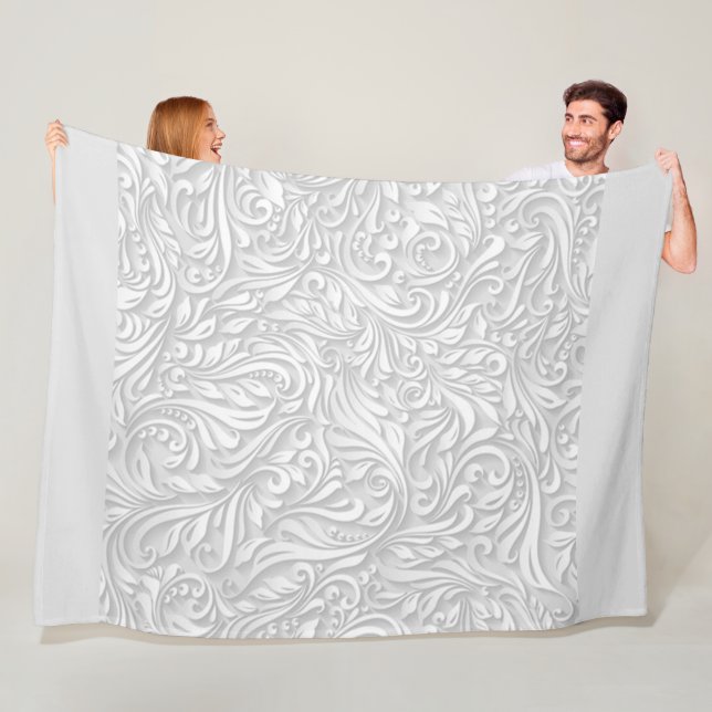 White Floral Fleece Blanket (In Situ)