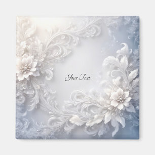 White Floral Flourish Magnet