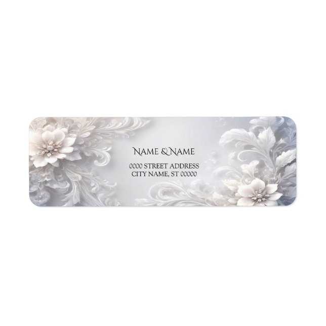 White Floral Flourish Return Address Label (Front)