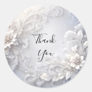White Floral Flourish Sticker