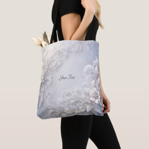White Floral Flourish Tote Bag