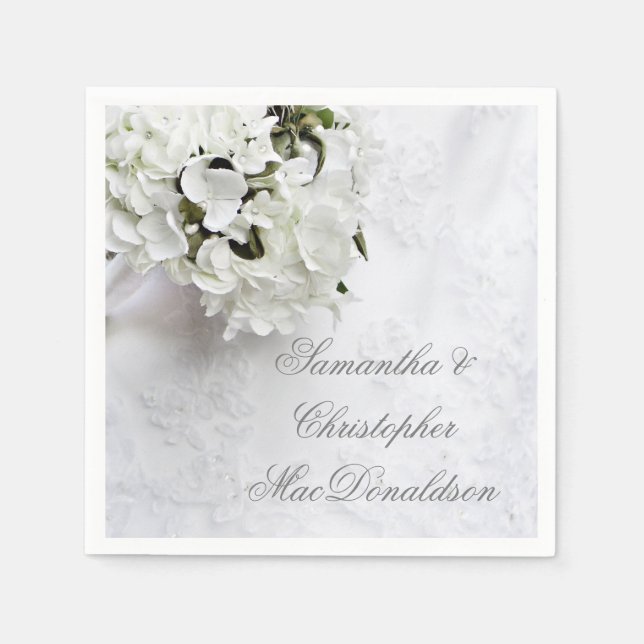White floral flower bouquet wedding napkin (Front)
