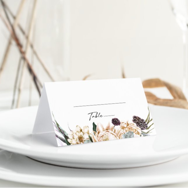 White Floral Folded Place Card (Creator Uploaded)