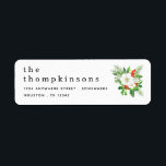 White Floral Foliage Name Return Address Christmas Return Address Label<br><div class="desc">White Floral Foliage Name Return Address Christmas. For your holiday mailings,  an elegant bouquet of christmassy white florals,  red berries and christmassy greenery is to the top right with text to the left. Your name is larger in stylish lowercase with your return address beneath. Easily personalise the text.</div>
