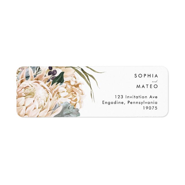 White Floral  Font Return Address Label (Front)