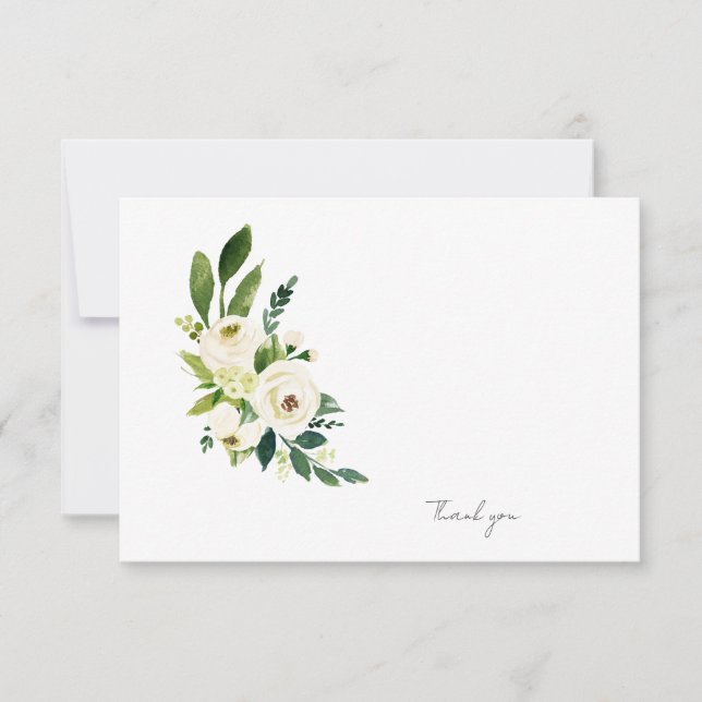 White Floral Funeral Bereavement Modern Thank You Card (Front)