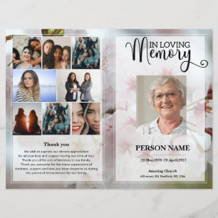 White Floral Funeral Program template