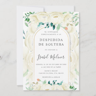 White Floral Garden Spanish Bridal Shower Invitation