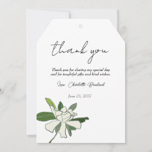 White Floral Gardenia Simple Garden Bridal Shower Thank You Card
