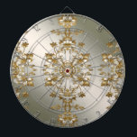 White Floral Gold Ornate Dartboard<br><div class="desc">Beautiful White Floral Gold Ornate Dartboard</div>