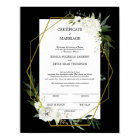 White Floral Gold Wedding Certificate of Marriage 