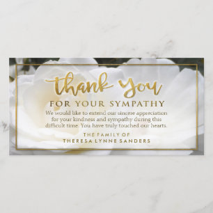 White Floral Golden Thank You Sympathy Card