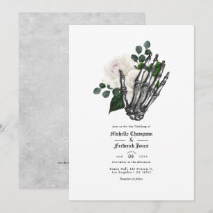White Floral Gothic Wedding QR Code Invitation