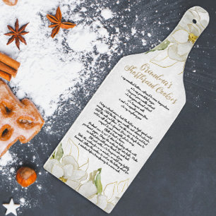 White Floral Grandma's Cookie Recipe Farmhouse Cutting Board