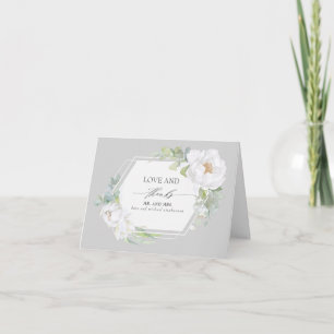 White Floral Greenery Geometric Wedding Thank You Card