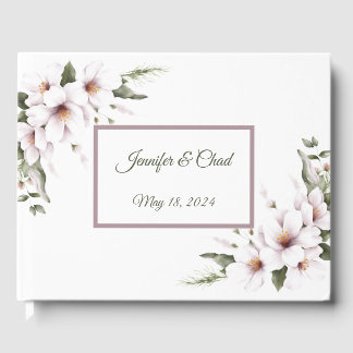 White Floral Guest Book