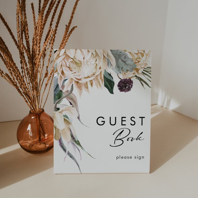 White Floral Guest Book Sign (Creator Uploaded)