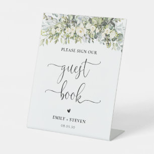White Floral Guest Book Sign