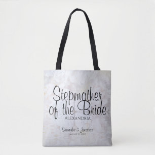 White Floral Hearts Wedding Stepmother of Bride Tote Bag