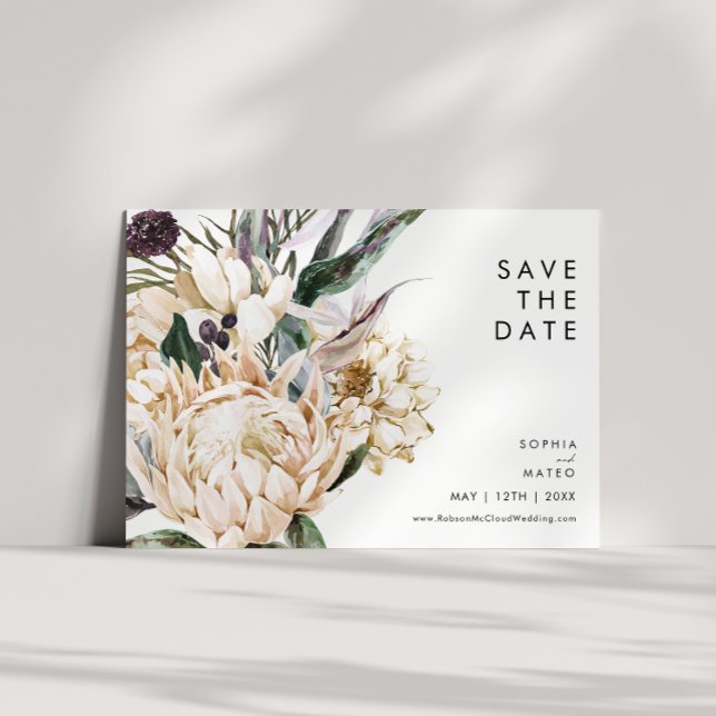 White Floral Horizontal Save The Date (Creator Uploaded)