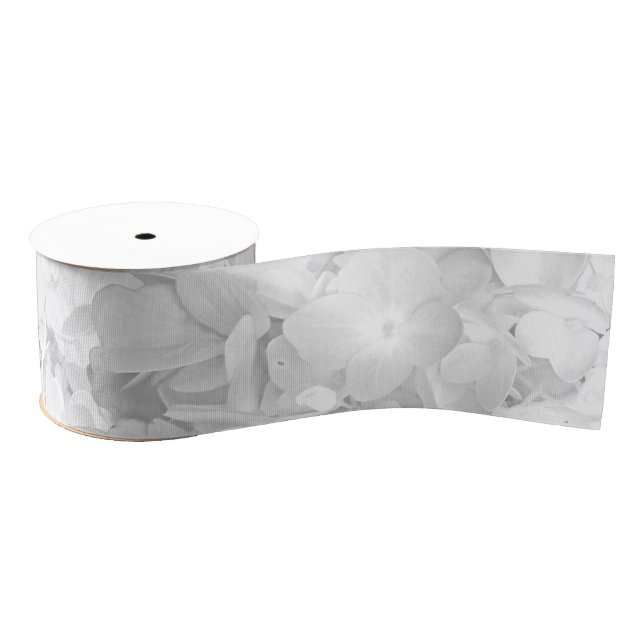 White Floral Hydrangea Craft Ribbon Grosgrain Ribbon (Spool)