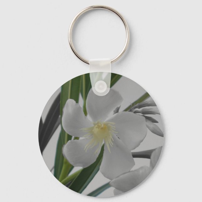 White Floral Keychain (Front)