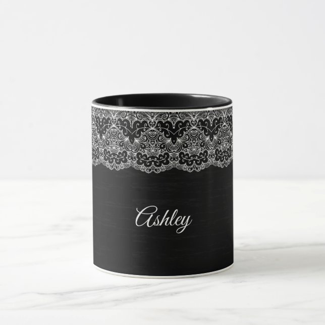 White Floral Lace Mug (Center)