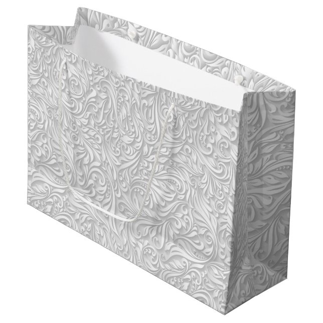 White Floral Large Gift Bag (Front Angled)