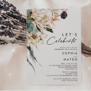 White Floral Let's Celebrate Invitation
