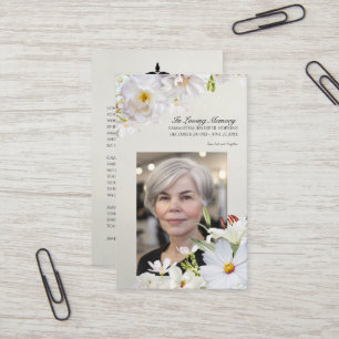 White Floral Memorial Card