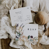 White Floral Menu Choice RSVP Card